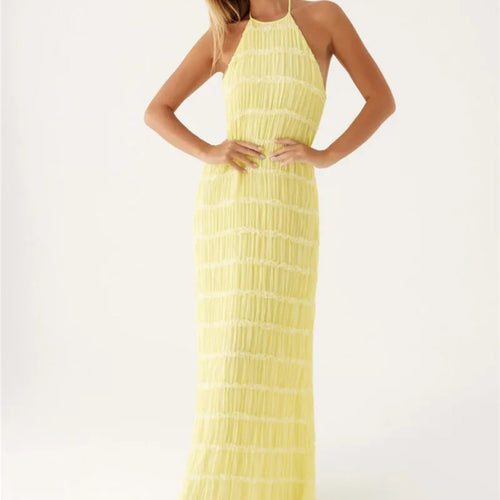 Load image into Gallery viewer, Halter Backless Sexy Maxi Dress For Women Spring Summer New Lace-up Sleeveless Pleated Beach Holiday Long Dress Elegant

