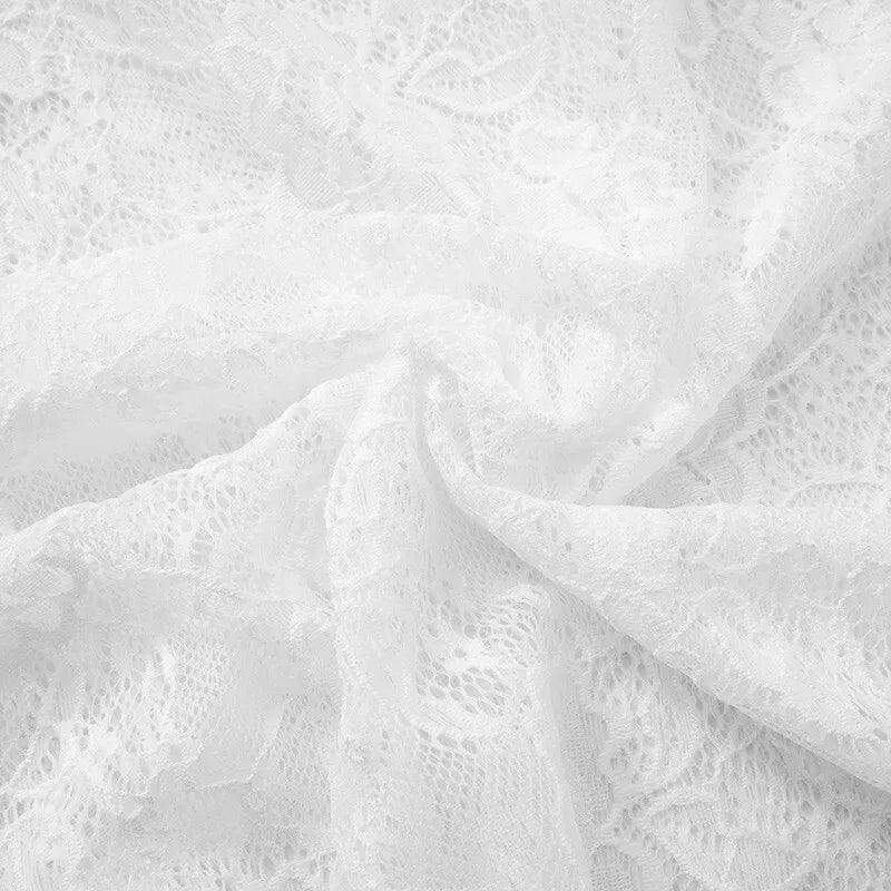 White Lace Sexy Two Piece Sets Woman Halter Top And Long Maxi Skirt Ladies Fashion Sheer Mesh Elegant Matching Sets