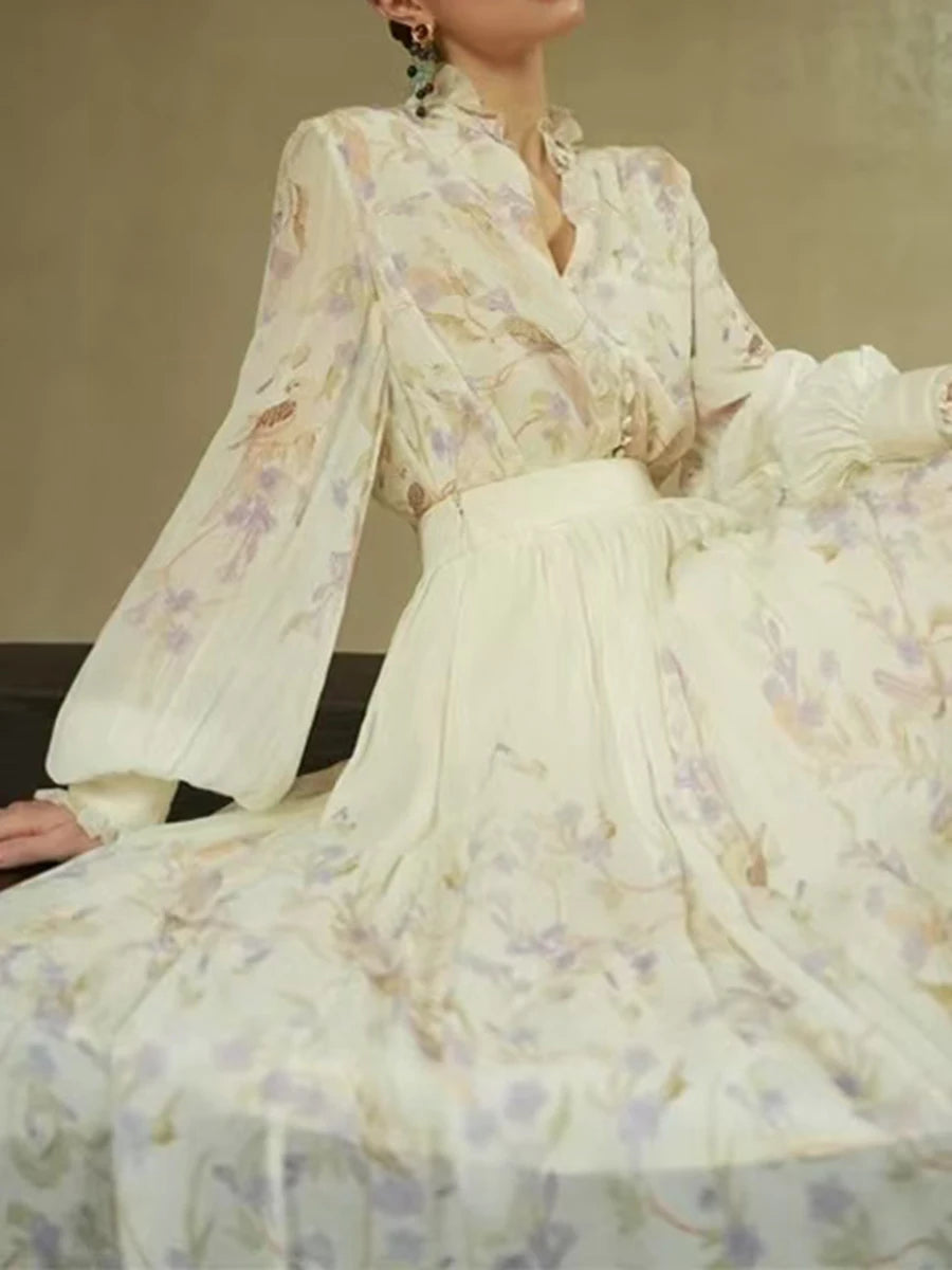 Hit Color Loose Dresses For Women V Neck Long Sleeve High Waist Temperament Dress Female Fashion Style Clothes New