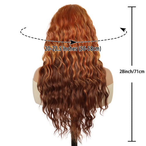 Load image into Gallery viewer, Long Hair Wigs Synthetic Fiber Red Ombre Brown Wigs for Women  28 Inch Super Long Wavy Wigs Female Gifts Gift Curly Hairstyles
