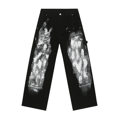 Load image into Gallery viewer, Men&#39;s Trousers Autumn Washed Graffiti Design Straight Jeans Trendy Wide Leg Denim Pants Contrast Color New Tide 2024 9C7287
