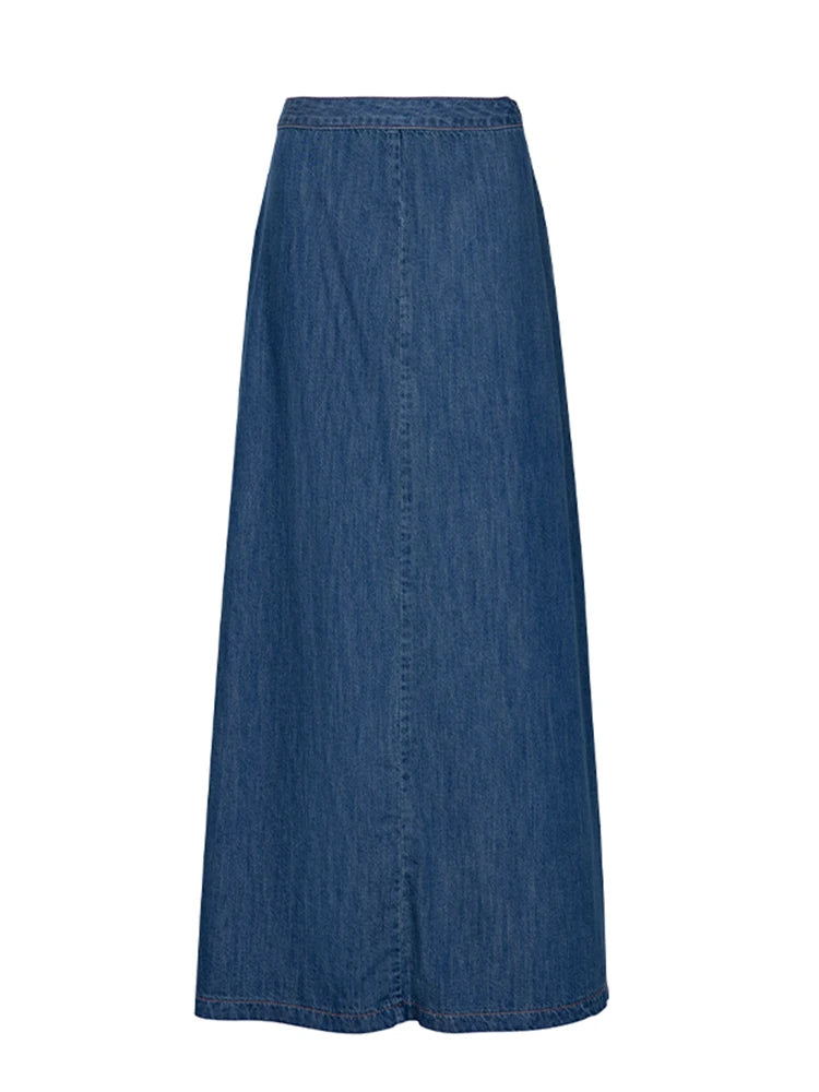 Vintage Solid Casual Slimming Denim Slirts For Women High Waist Minimalist Temperament Skirt Female Fashion