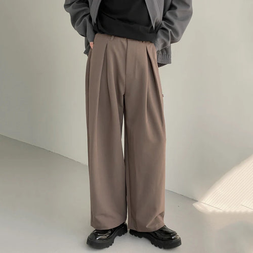 Load image into Gallery viewer, Summer Trendy Wide Leg Men&#39;s Suit Pants Korean Style Fashion Male Solid Color Straight Tube Casual Pleated Trousers 9A5350
