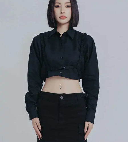 Women White Bandage Short Big Size Blouse New Lapel Long Sleeve Loose Fit Shirt Fashion Tide Spring Autumn 2025 1DE6579