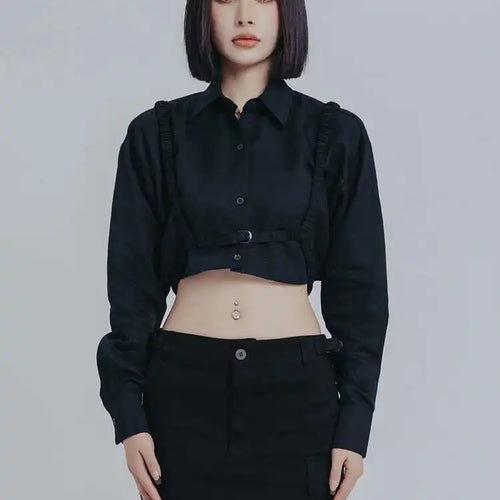 Load image into Gallery viewer, Women White Bandage Short Big Size Blouse New Lapel Long Sleeve Loose Fit Shirt Fashion Tide Spring Autumn 2025 1DE6579
