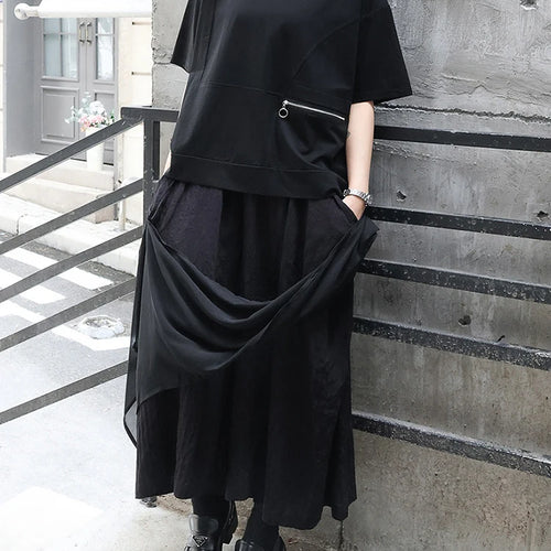 Load image into Gallery viewer, High Elastic Waist Black Irregular Spliced Long Wide Leg Pants New Trousers Women Fashion Tide Spring Autumn 2025 1DJ0548
