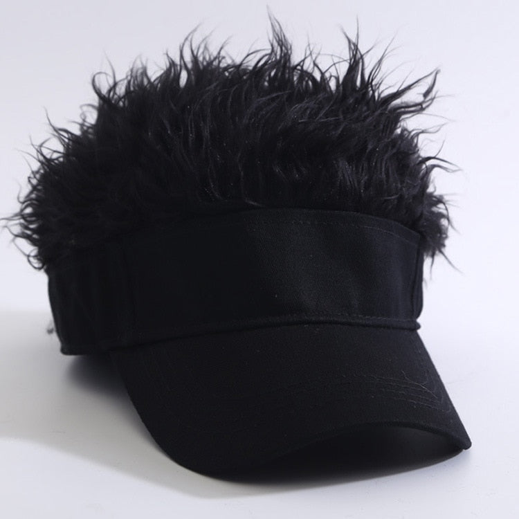 Men Women Casual Concise Sun Shade Adjustable Sun Visor Baseball Cap With Spiky Hairs Wig Baseball Hat With Spiked Wigs