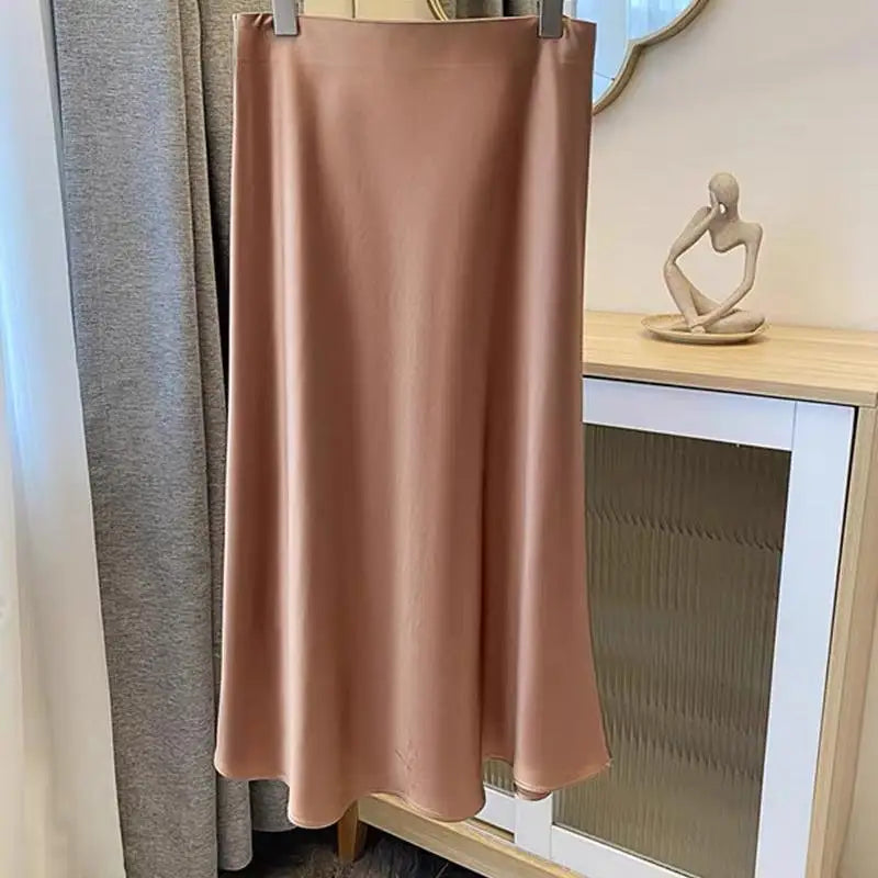 Spring Summer New Solid Elegant Vacation Pleated Skirts Women's French Fashion High Waist Slim A-line Fishtail Long Skirt Ladies