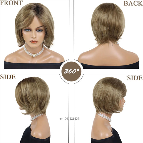 Load image into Gallery viewer, Synthetic Blonde Short Bob Wig Side Bangs Natural Hairstyles Mommy Wig Casual Style Daily Hair Replacement Wigs Party Costume
