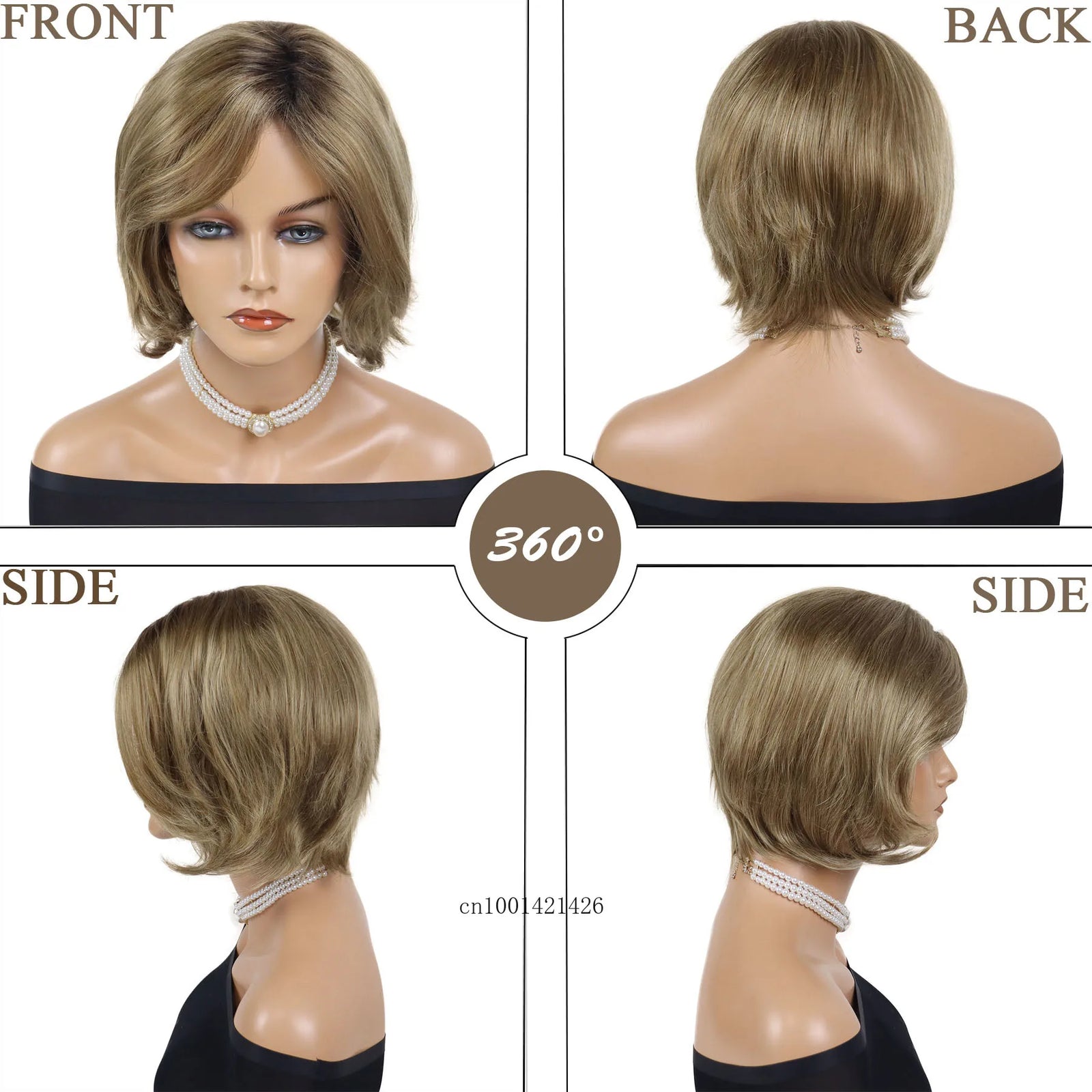 Synthetic Blonde Short Bob Wig Side Bangs Natural Hairstyles Mommy Wig Casual Style Daily Hair Replacement Wigs Party Costume