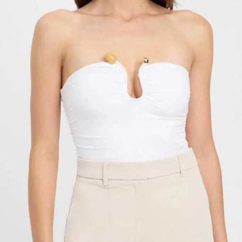 Load image into Gallery viewer, Solid Spliced Folds Slimming Vests For Women Strapless Sleeveless Tunic Temperament Vests Female Fashion Style New
