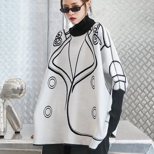 Load image into Gallery viewer, Both Side Wear Big Size Knitting Sweater Turtleneck Long Sleeve Women Pullovers New Fashion Autumn Winter 2025 1DE3629
