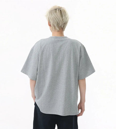 Men's Short Sleeve T-shirts New Summer Solid Color Casual Style Button Half Open Design Round Collar Loose Male Top 9W1600