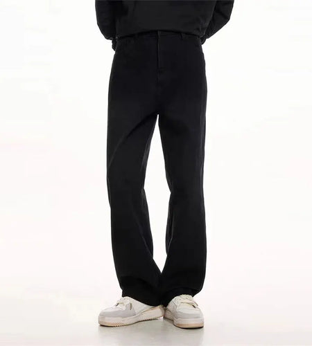 High Street Men's Jeans New Cleanfit Style Loose Casual Solid Color Straight Wide Leg Male Denim Pants Spring 9W1405