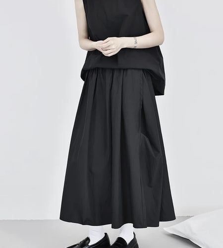 High Waist Black White Pleated Button Elegant  A-line Half-body Skirt Women Fashion Tide New Spring Autumn 2025 1DJ0825