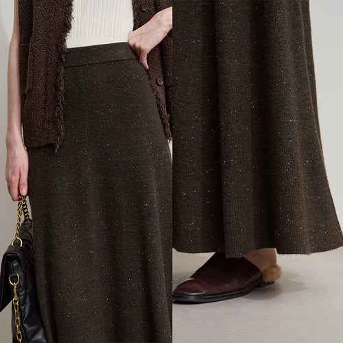 Load image into Gallery viewer, Knitted Skirts For Women 2025 Autumn New Gentle A-line Long Skirt Loose Solid Color Elegant Versatile Woman Clothes12553045
