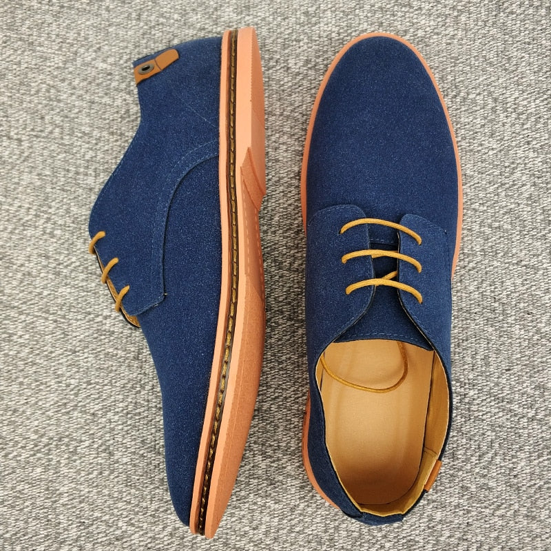 Spring Suede Leather Men Shoes Oxford Casual Shoes Classic Sneakers Comfortable Footwear Dress Shoes Large Size Flats