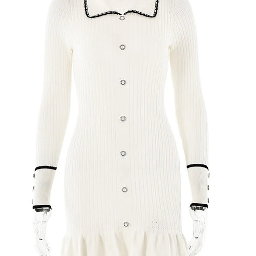 Load image into Gallery viewer, Fashion Knitted Sweater Long Sleeve Bodycon Button Women Dress Autumn/Winter New 2024 Vestido Elegant Street Clothing
