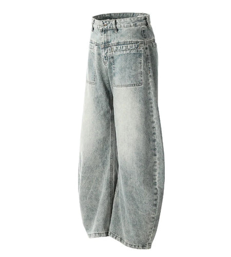 Men's Jeans New American Style Bent Knife Design Denim Pants Wide Leg Loose Gradient Color Trendy Male Bottoms 9W1774