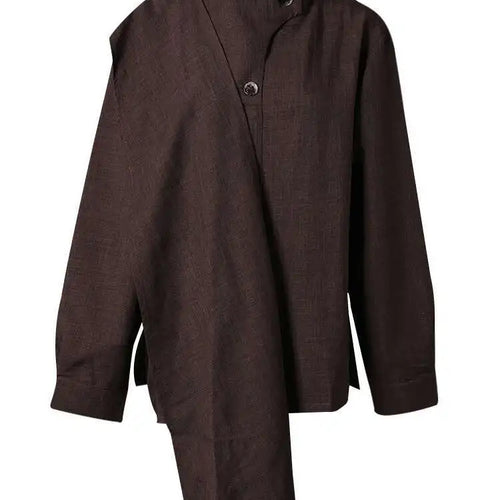 Load image into Gallery viewer, Women Dark Brown Irregular Big Size Elegant Blouse New Scarf Collar Long Sleeve Shirt Fashion Spring Autumn 2025 CPG2867
