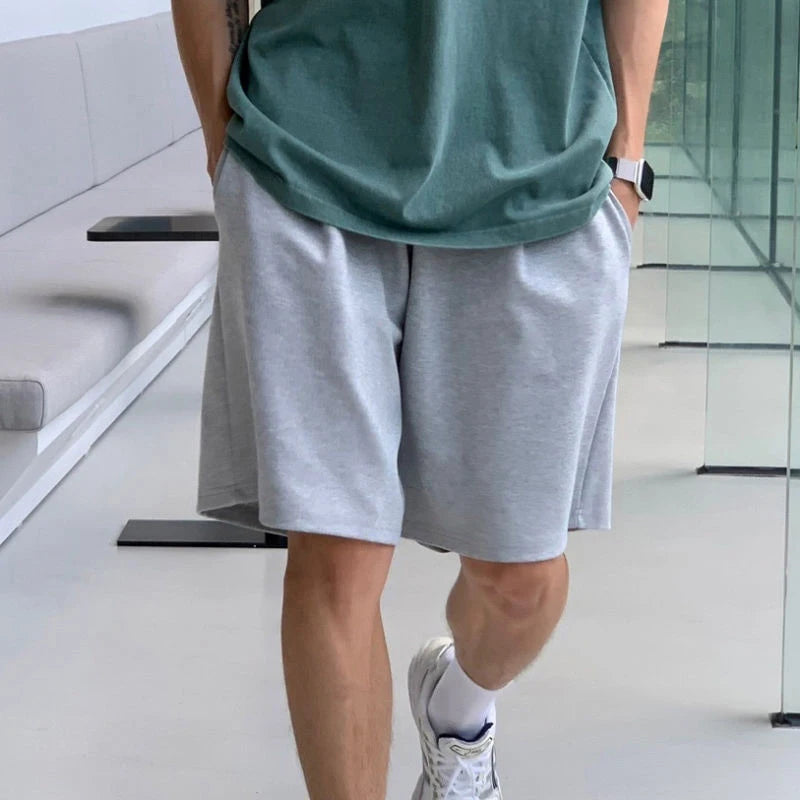 Summer Men's Casual Shorts Simple Straight Trend Fashion Loose Male Pants Korean Style Elastic Waist 9C5635