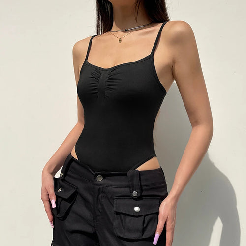 Load image into Gallery viewer, Casual Basic Spaghetti Strap Folds Skinny Sexy Bodysuit Female Fashion All-Match Catsuit Body One Piece Rompers Tops
