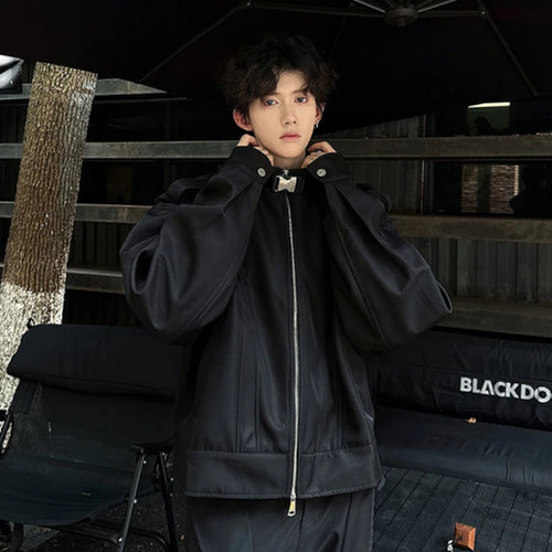 Load image into Gallery viewer, Personalized Men&#39;s Jacket Flying Sleeve Stand Collar Dark Wear Male Coats Solid Color 2024 New Stylish Men Clothing 9C6964

