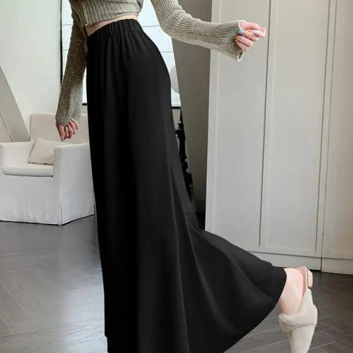 Load image into Gallery viewer, Autumn Winter Women's Black Elastic High Waist Fishtail Skirt Korean Version Beige Elegant Vacation Pleated A-line Long Skirts
