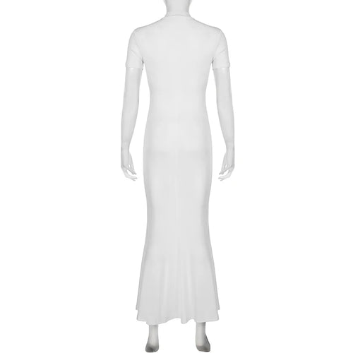 Load image into Gallery viewer, Fashion Elegant White Maxi Dress Women Streetwear Solid Slim Trumpet Party Dress Evening Long Bodycon Clubwear Cloth
