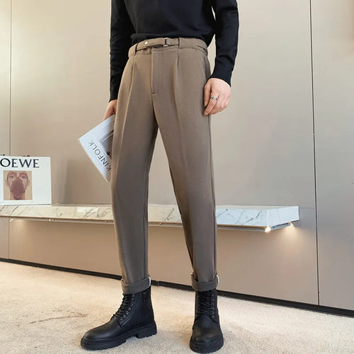 Load image into Gallery viewer, Business Casual Straight-leg Wool Pants Men Clothing Autumn Winter Men&#39;s Suit Trousers Temperamental Male 9A6739
