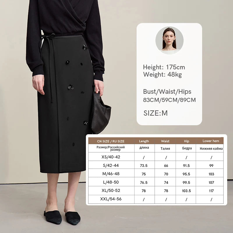 Women's Skirt 2026 Spring New Office Lady Anti-wrinkle Nail Flower Midi Skirt Elegant Versatile Women's Clothing 12621008