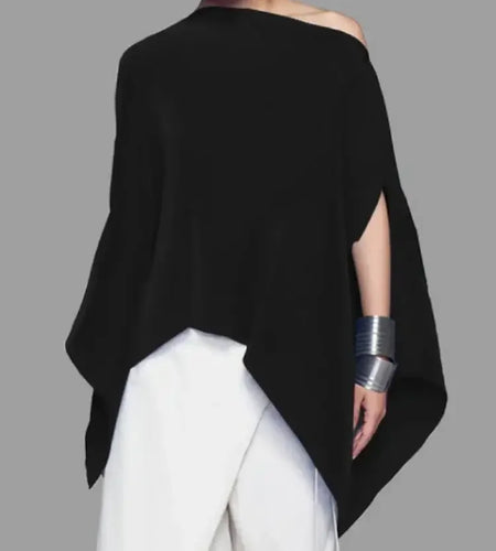 Women's Black Blouse T-shirt Asymmetric Batwing Sleeves One-Shoulder New Autumn Summer Loose Women Casual Tops Clot