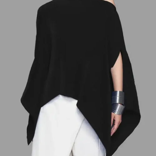 Load image into Gallery viewer, Women&#39;s Black Blouse T-shirt Asymmetric Batwing Sleeves One-Shoulder New Autumn Summer Loose Women Casual Tops Clot
