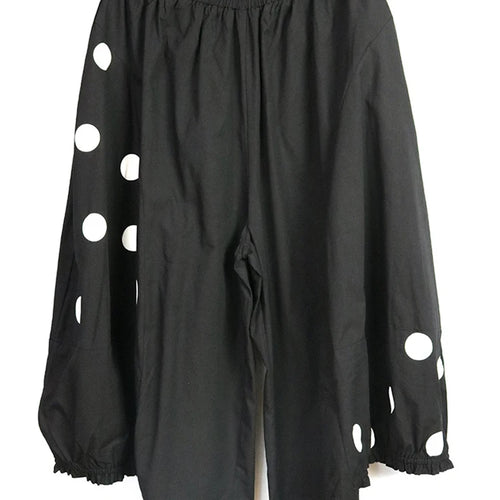 Load image into Gallery viewer, High Elastic Waist Black Dot Printed Calf-Length Wide Leg Pants New Trousers Women Fashion Tide Spring Autumn 2025 1DJ0943
