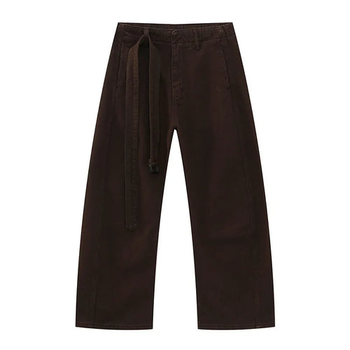 Load image into Gallery viewer, Men's Jeans Straight Leg Design New Korean Handsome Solid Color Denim Pants Belt Loose Fashion Male Bottoms Spring 9W1590
