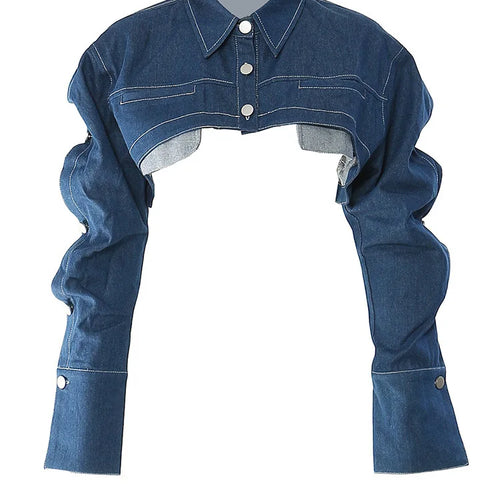 Load image into Gallery viewer, Loose Fit Denim Blue Shaped Short Casual Jacket New Lapel Long Sleeve Women Coat Fashion Tide Spring Autumn 2025 17A8858
