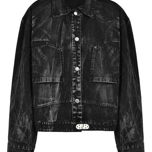 Load image into Gallery viewer, Loose Fit Black Denim Pocket Big Size Casual Jacket New Lapel Long Sleeve Women Coat Fashion Spring Autumn 2025 CPG0026
