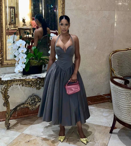 Summer Fit and Flare Halter Dress 2024 Red Elegant Bodycon Party Dresses Sexy Long Casual Dress Women's Clothing