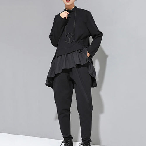 Load image into Gallery viewer, High Elastic Waist Black Split Joint Harem Trousers New Loose Fit Pants Women Fashion Tide Spring Autumn 2025 1A528
