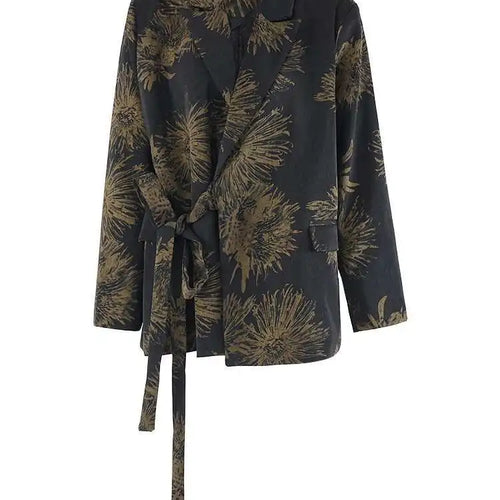 Load image into Gallery viewer, Women Black Pattern Printed Bandage Big Size Vintage Blouse New Lapel Long Sleeve Shirt Fashion Spring Autumn 2025 CPG2109
