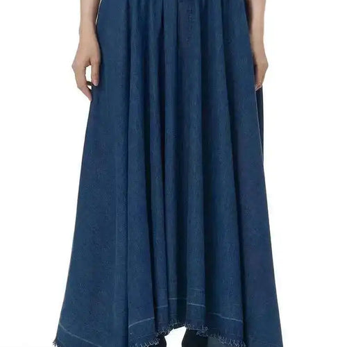 Load image into Gallery viewer, High Elastic Waist Black Denim Irregular Burr Denim Long Half-body Skirt Women Fashion Tide New Spring Autumn 2025 1DH8220
