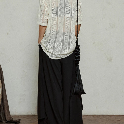 Load image into Gallery viewer, Women Beige Hollow Out Pocket Big Size Elegant Blouse New Lapel Short Sleeve Shirt Fashion Tide Spring Summer 2025 1DJ1184
