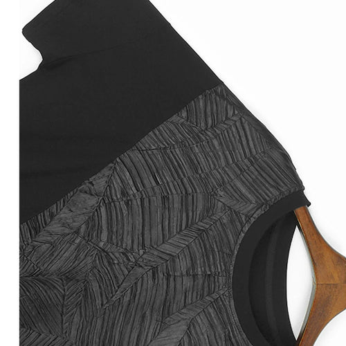 Load image into Gallery viewer, Women Black Pleated Spliced Big Size Irregular T-shirt New Round Neck Short Sleeve Fashion Tide Spring Summer 2025 1DH5857
