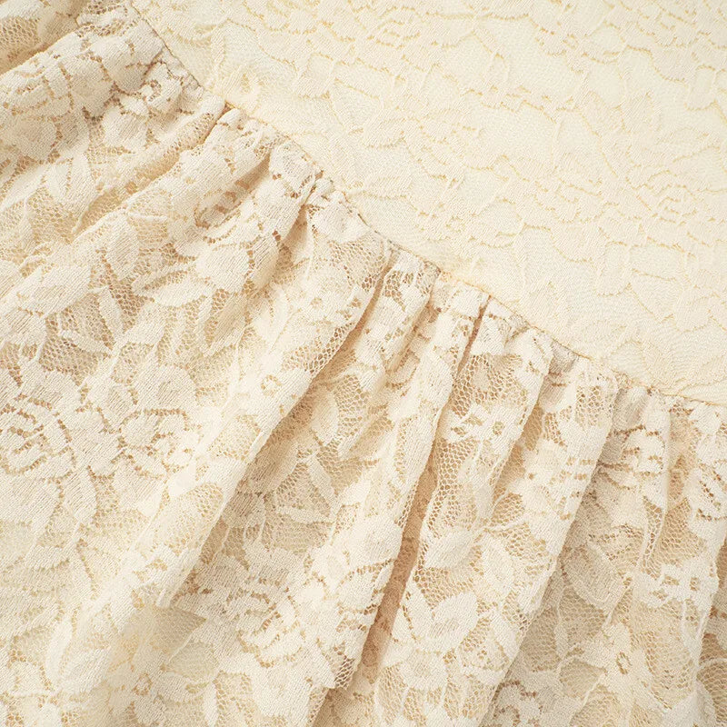 Off-shoulder Strapless Sexy Mini Dress For Women Elegant Lace Sleeveless Backless High Waist Pleated Cake Dress