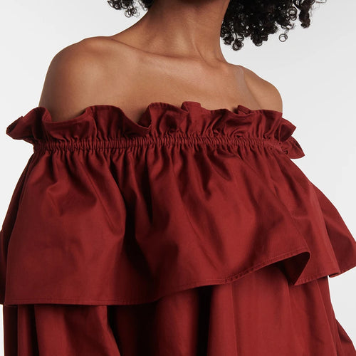Load image into Gallery viewer, Solid Spliced Ruffles Loose Dresses For Women Slash Neck Long Sleeve High Waist Temperament Mini Dress Female New
