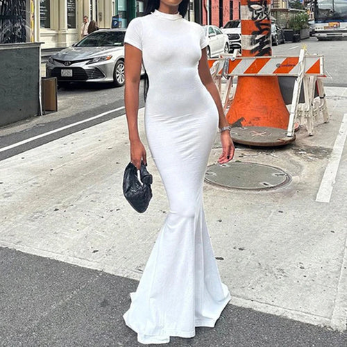 Load image into Gallery viewer, Fashion Elegant White Maxi Dress Women Streetwear Solid Slim Trumpet Party Dress Evening Long Bodycon Clubwear Cloth
