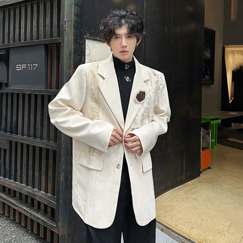 Load image into Gallery viewer, Men&#39;s Lace Suit Jacket Solid Color Single Breasted Three Dimensional Handmade Rose Design New Stylish Blazer 2025 9W1342
