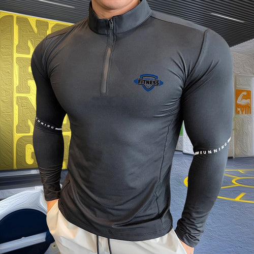 Load image into Gallery viewer, Mens Compression T-shirt Gym Fitness Sweatshirt Running Exercise Sports Tops Turtleneck Knitwear Long Sleeves Clothing Plus Size
