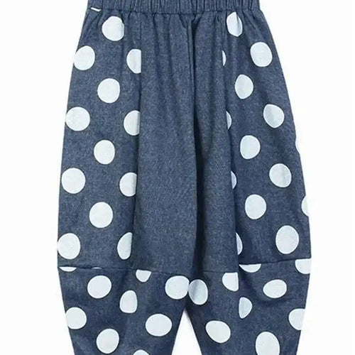 Load image into Gallery viewer, High Elastic Waist Blue Dot Printed Denim Casual Harem Pants New Trousers Women Fashion Tide Spring Autumn 2025 1DJ0083
