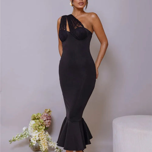 Load image into Gallery viewer, Sleeveless Fishtail Maxi Dress For Women Autumn New Halter Deep V Neck Backless Bodycon Party Sexy Long Dress Elegant
